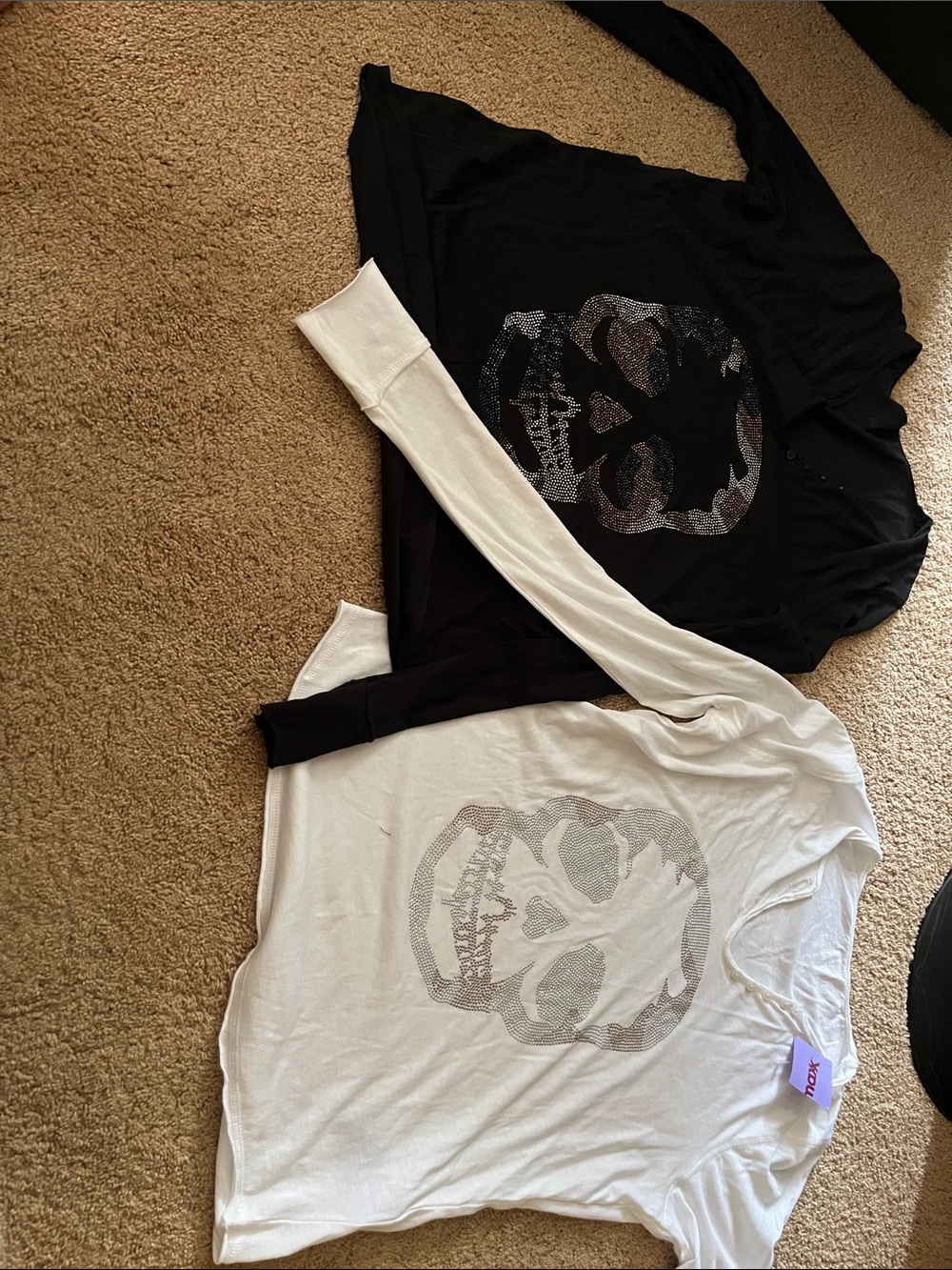 Zadig & Voltaire Black and White Long-Sleeve Skull Tee Pair